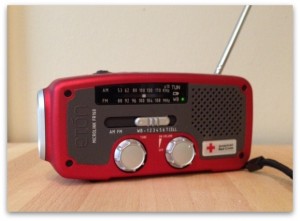 One example (mine) of a weather radio. This one is solar powered, has a hand crank for re-charging, can also charge a cell phone or other USB device, includes AM/FM radio with the weather bands, and also functions as a bright LED flashlight